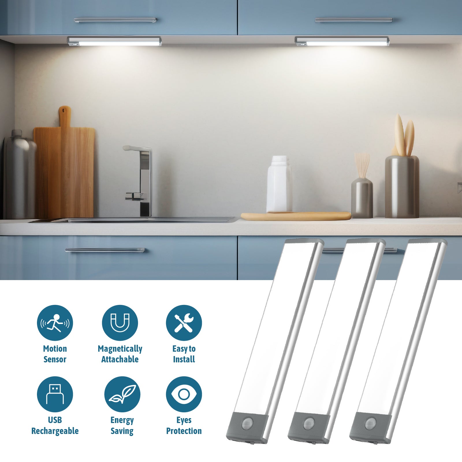 Motion Sensor Light for Under Cabinets - Wireless & Bright