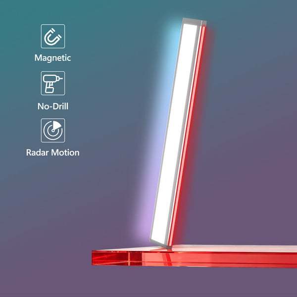 Radar Motion Sensor Under Cabinet Light, Rechargeable Magnetic LED Closet Light with Dual‑Light Source & RGB Ambient Light, 3‑Color‑Temp, Drill‑Free Wireless Light for Cabinet, Stair, Wardrobe, Display Shelf LEPOTEC SHOP