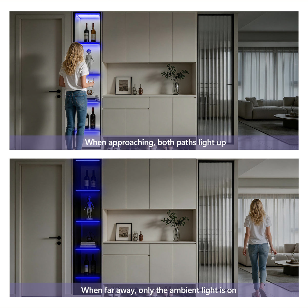 Radar Motion Sensor Under Cabinet Light, Rechargeable Magnetic LED Closet Light with Dual‑Light Source & RGB Ambient Light, 3‑Color‑Temp, Drill‑Free Wireless Light for Cabinet, Stair, Wardrobe, Display Shelf LEPOTEC SHOP