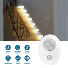 LED Smart Rechargeable Night Light with Motion Sensor and Adjustable Modes Warm White Color