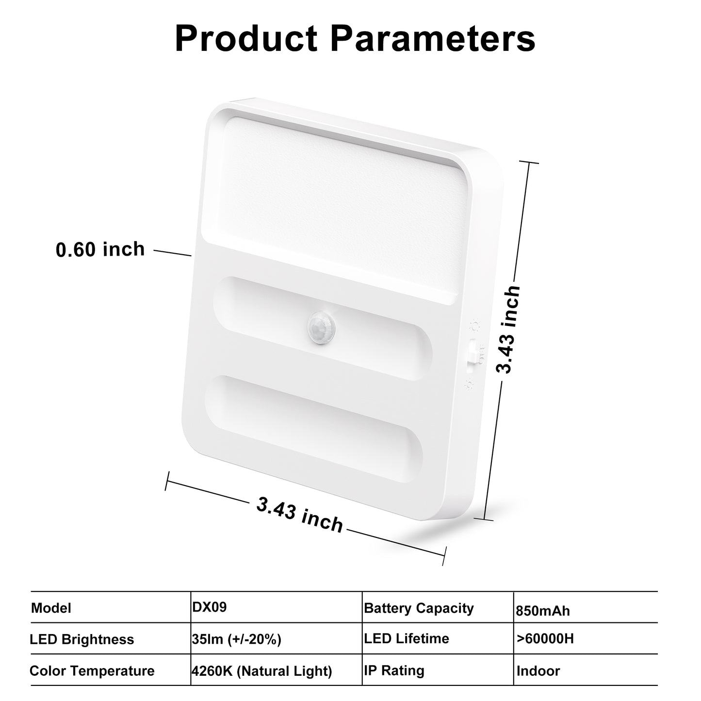 Lepotec LED Square Smart Night Light with Motion Sensor and Rechargeable Battery