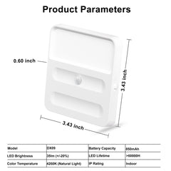 Lepotec LED Square Smart Night Light with Motion Sensor and Rechargeable Battery