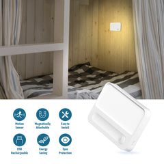 Rechargeable LED Rectangular Motion Sensor Night Light for Home and Closet Use