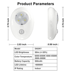 Smart Rechargeable LED Night Light with Motion Sensor and Adjustable Brightness Two Colors