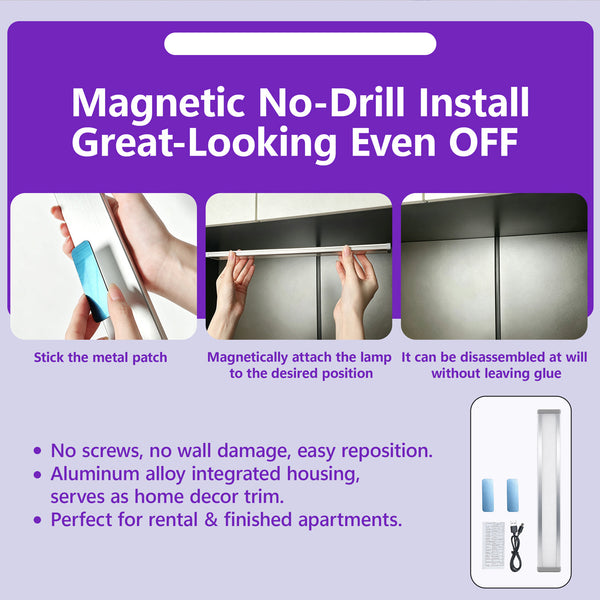Radar Motion Sensor Under Cabinet Light, Rechargeable Magnetic LED Closet Light with Dual‑Light Source & RGB Ambient Light, 3‑Color‑Temp, Drill‑Free Wireless Light for Cabinet, Stair, Wardrobe, Display Shelf LEPOTEC SHOP