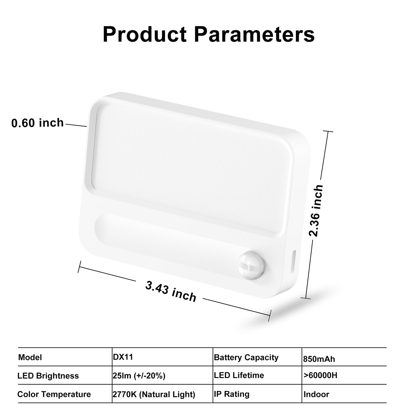 Rechargeable LED Rectangular Motion Sensor Night Light for Home and Closet Use