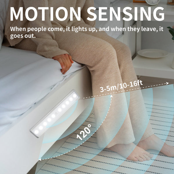 Under Cabinet Lighting 7.48 Inches Rechargeable Motion Sensor Light Indoor-Closet Light Battery Operated-USB Stick on LED Magnetic Under Counter Lights for Kitchen Stair LEPOTEC
