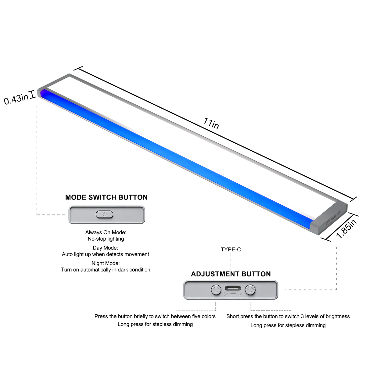 Rechargeable Radar Sensor LED Under Cabinet Light, Magnetic RGB Wireless Motion Light for Closet Cabinet Stair LEPOTEC SHOP