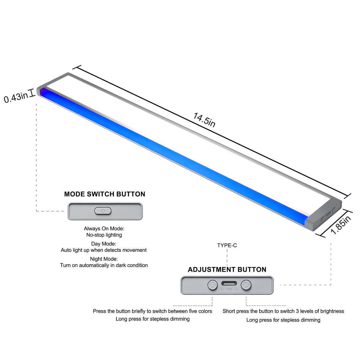 Rechargeable Radar Sensor LED Under Cabinet Light, Magnetic RGB Wireless Motion Light for Closet Cabinet Stair LEPOTEC SHOP