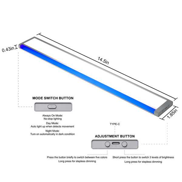 Rechargeable Radar Sensor LED Under Cabinet Light, Magnetic RGB Wireless Motion Light for Closet Cabinet Stair LEPOTEC SHOP