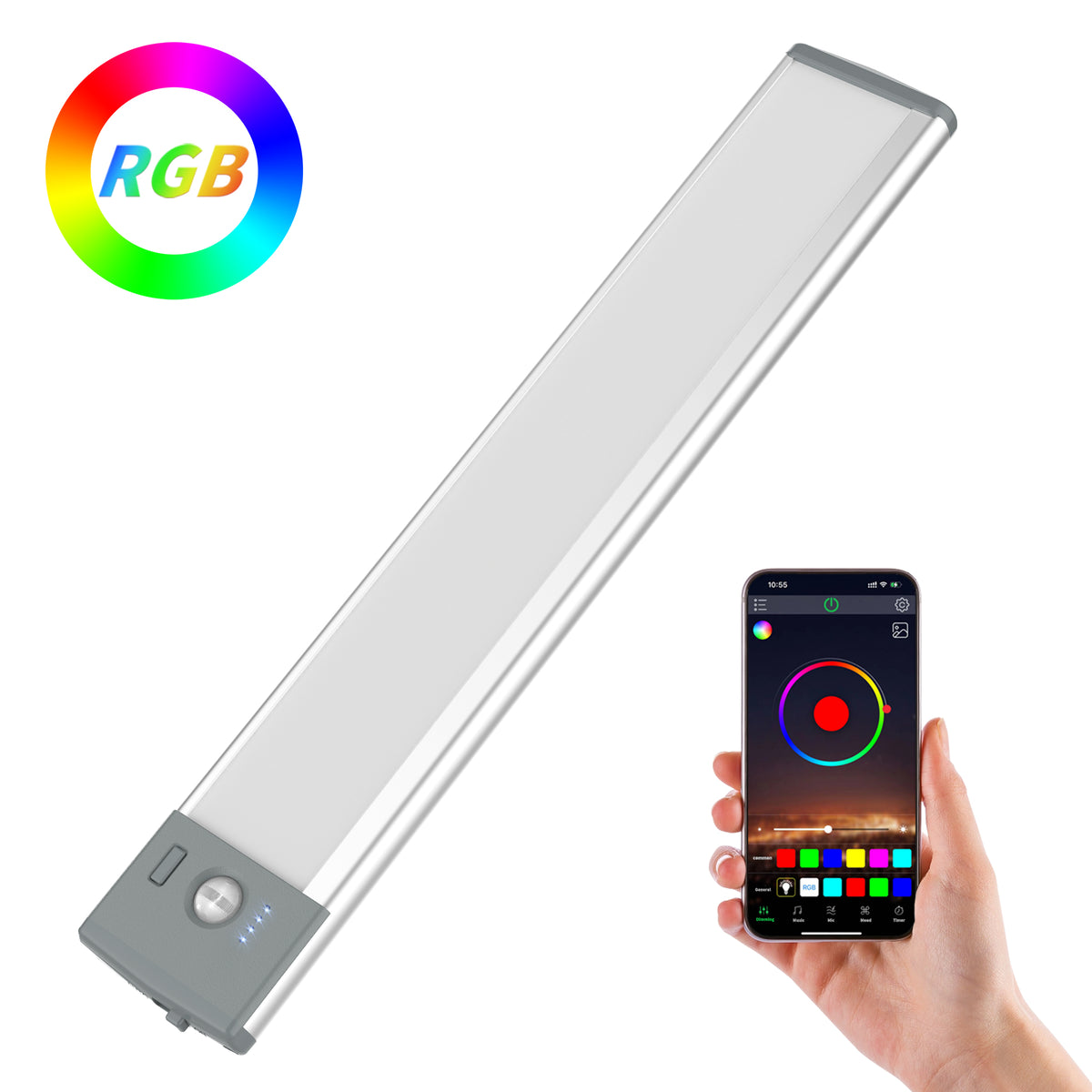 Lepotec 45 RGB Rechargeable Under Cabinet Motion Sensor Lights With APP Control