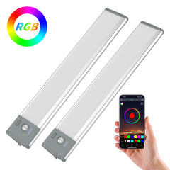 Lepotec 45 RGB Rechargeable Under Cabinet Motion Sensor Lights With APP Control