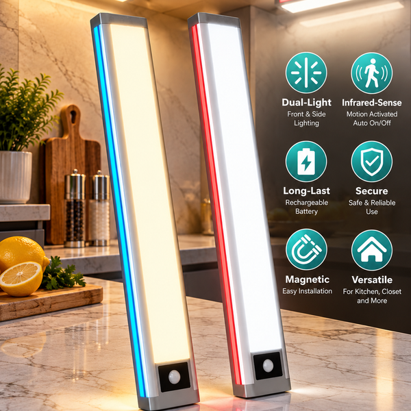 Dual Channel PIR Motion Sensor Light, RGB Ambient & Main Task Light, Magnetic Under Cabinet Light with 3 CCT, Dimmable for Closet Stair Gaming Room LEPOTEC SHOP