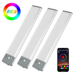 Lepotec 45 RGB Rechargeable Under Cabinet Motion Sensor Lights With APP Control