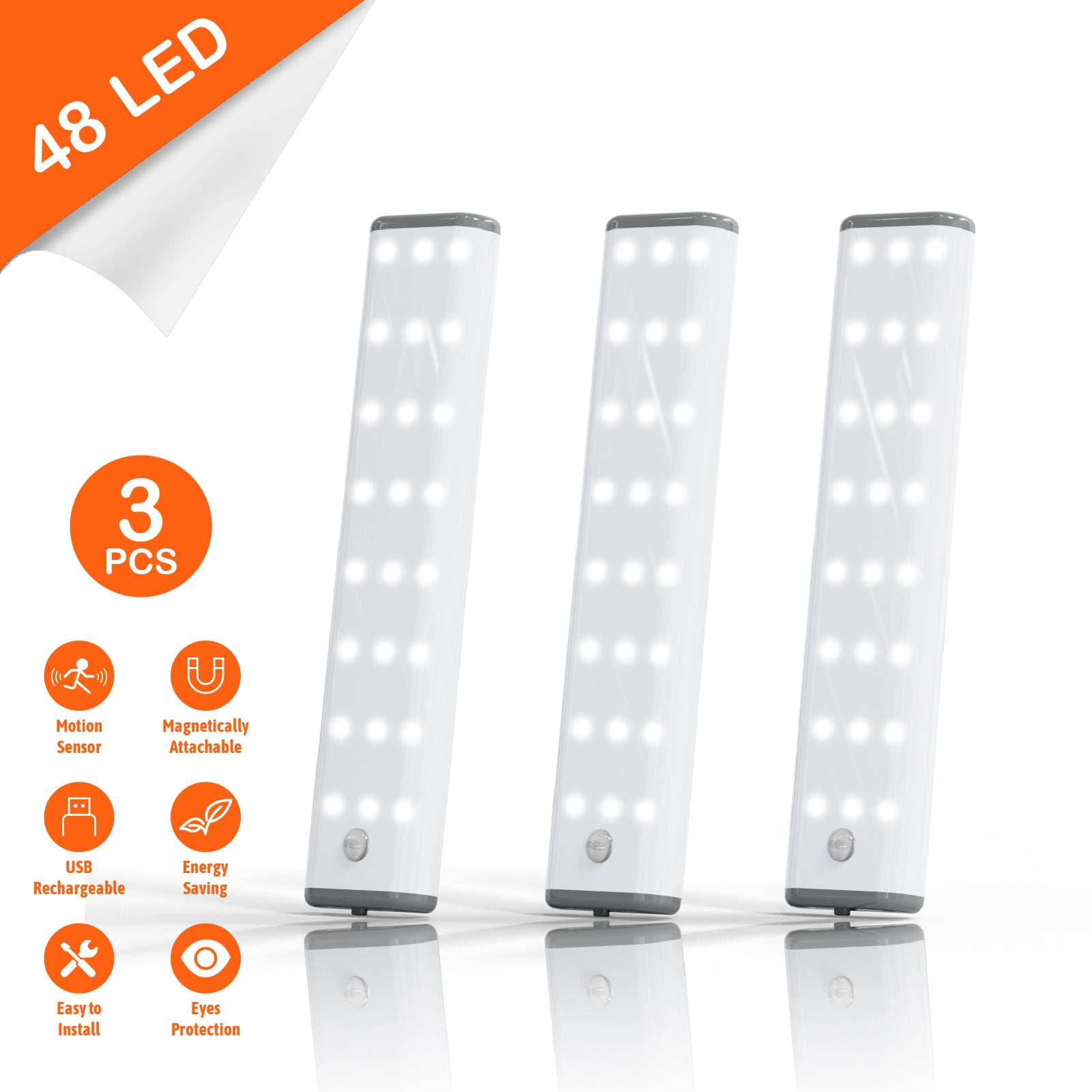 LEPOTEC 48 LED Wireless Adjust Brightness 3 Color Night Light