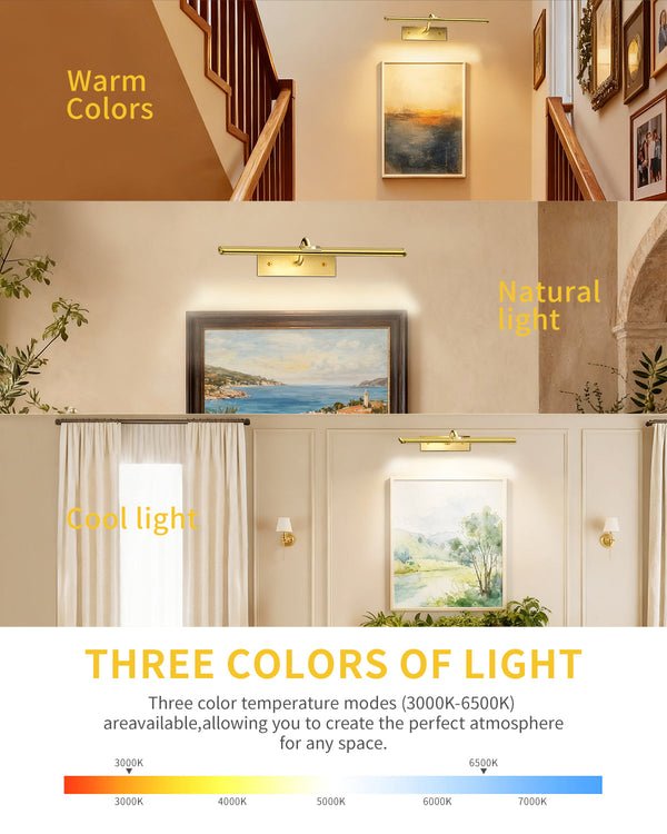 Gold Picture Light，Wireless Wall Decor Motion Sensor Lights，Art Display Light for Picture Artworking Frame Portrait，Living Room, Hallway LEPOTEC SHOP