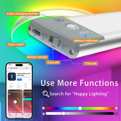 Lepotec 45 RGB Rechargeable Under Cabinet Motion Sensor Lights With APP Control