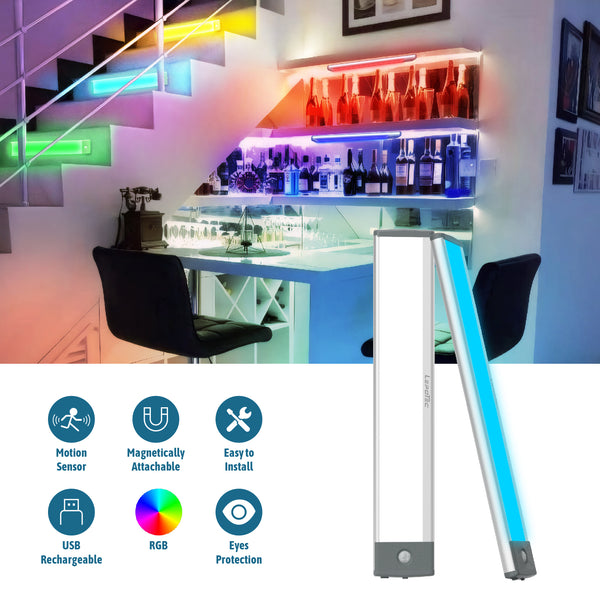 LEPOTEC 45 LED Motion Sensor RGB Color Changing Light Rechargeable - main product image
