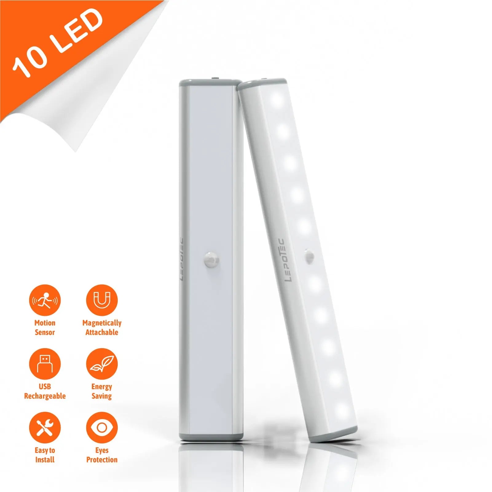 10 LED Wireless Rechargeable Motion Sensor Cabinet Lights