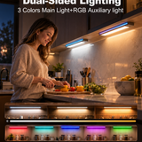 Dual Channel PIR Motion Sensor Light, RGB Ambient & Main Task Light, Magnetic Under Cabinet Light with 3 CCT, Dimmable for Closet Stair Gaming Room LEPOTEC SHOP