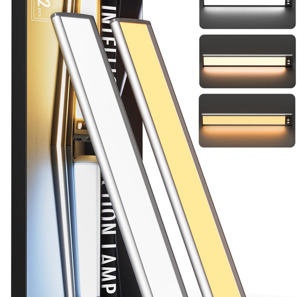 Under Cabinet Lighting with 68LED Numeric Display,3 Color Temps&Dimmable lights, Under counter lights for kitchen with 68 LED, Wireless Motion Sensor Light indoor, Stick-On Magnetic Closet Light(2 Pack) LEPOTEC SHOP