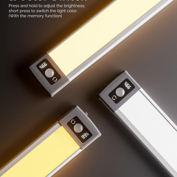 Under Cabinet Lighting with 68LED Numeric Display,3 Color Temps&Dimmable lights, Under counter lights for kitchen with 68 LED, Wireless Motion Sensor Light indoor, Stick-On Magnetic Closet Light(2 Pack) LEPOTEC SHOP