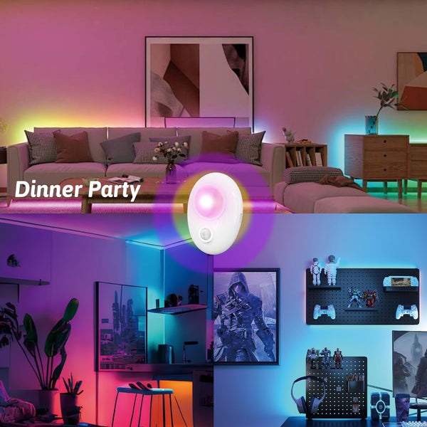 Rechargeable RGB Motion-Activated Night Light (Pebble Design) with Remote, 500mAh Battery, 120° 3-5m Detection, Single-Button Control, Magnetic Installation for Home LEPOTEC SHOP