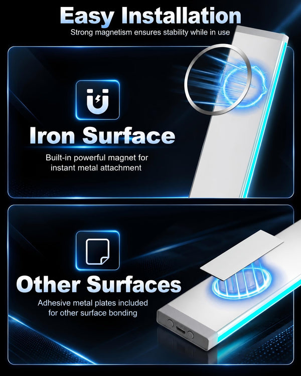 Radar Motion Sensor Under Cabinet Light, USB-C Rechargeable Dual-Sided LED Cabinet Lamp（set of 2） LEPOTEC SHOP