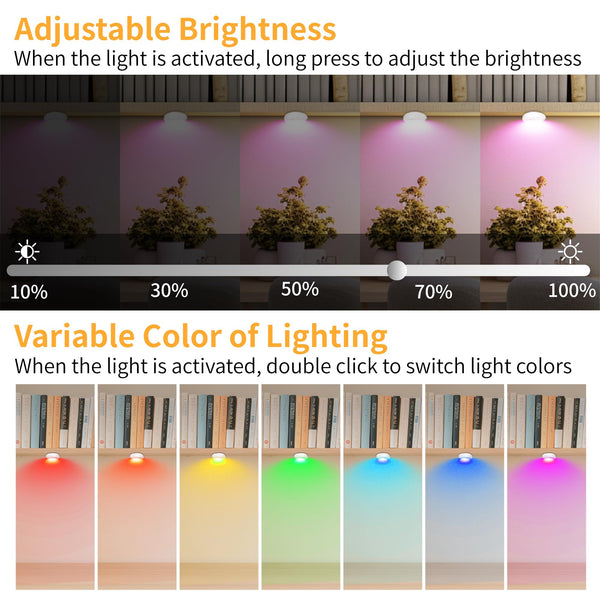 Pebble-Shaped Rechargeable RGB Night Light with Motion Sensor & Remote, 500mAh Battery, Single-Button Control, 120° 3-5m Detection, Magnetic Installation LEPOTEC SHOP