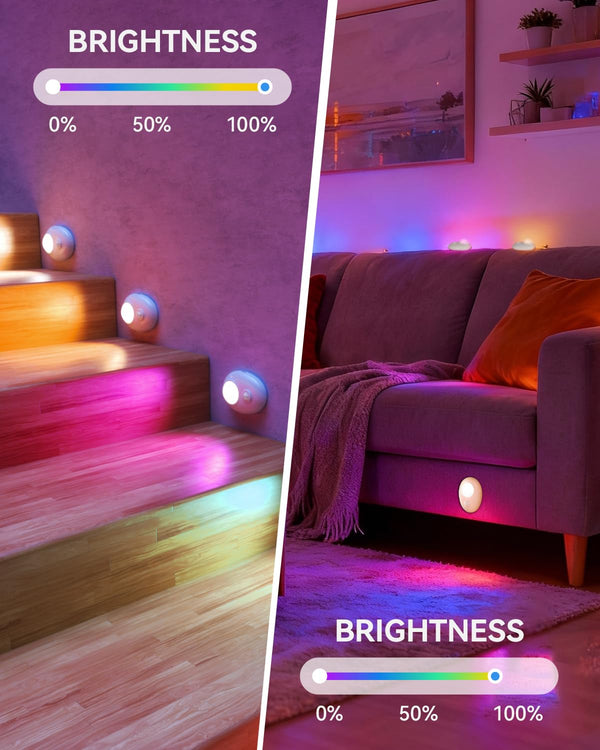 Pebble-Shaped Rechargeable RGB Night Light with Motion Sensor & Remote, 500mAh Battery, Single-Button Control, 120° 3-5m Detection, Magnetic Installation LEPOTEC SHOP