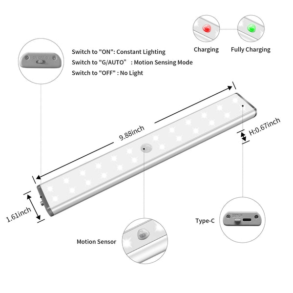 LEPOTEC 24 LED Motion Sensor Under Cabinet Light - installation view