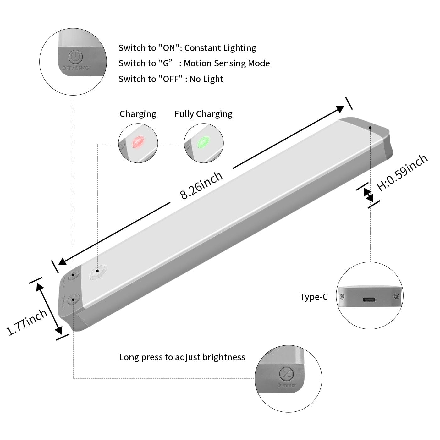 30-T LED Under Cabinet Lights Wireless Rechargeable