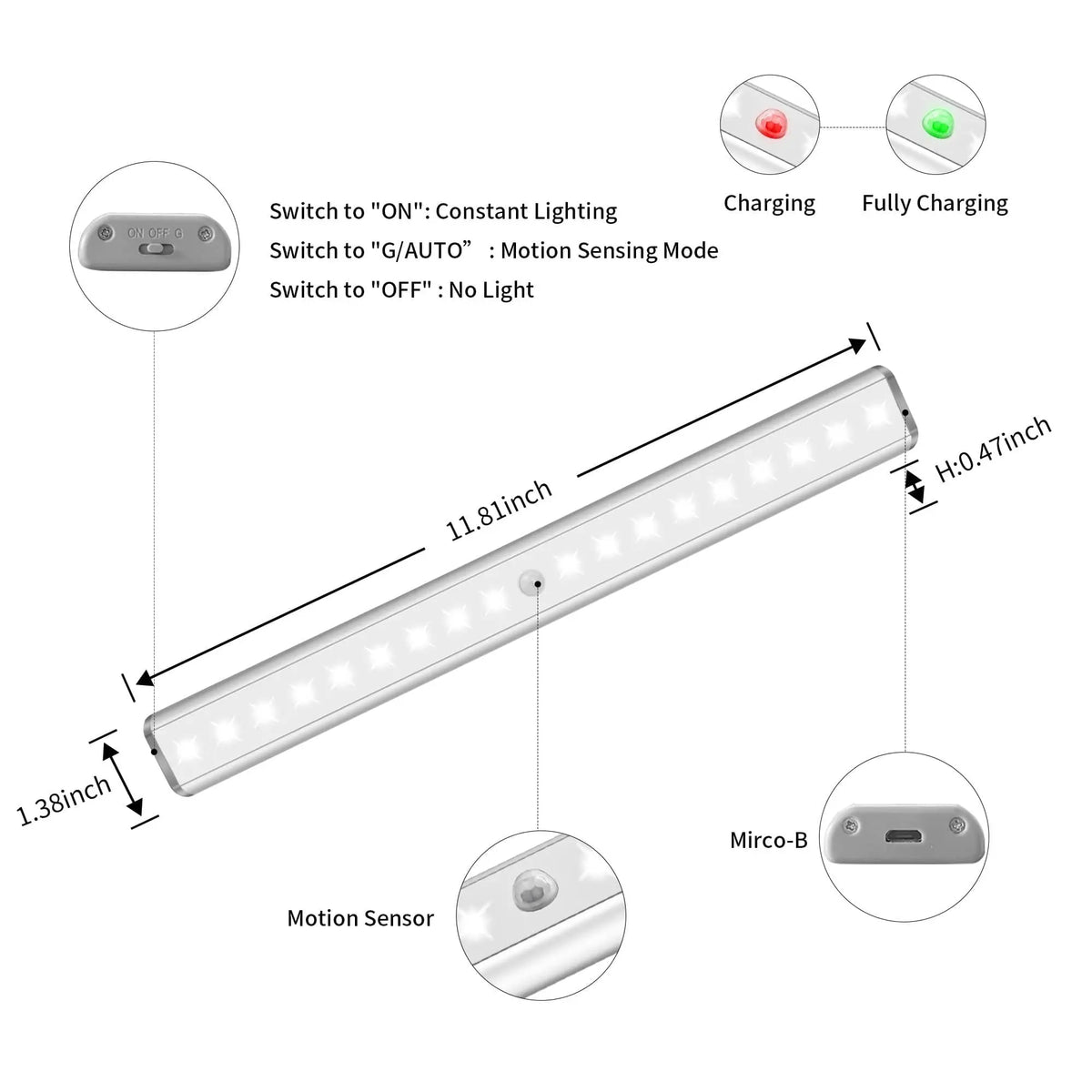 LEPOTEC 18 LED Wireless Under Cabinet Light - installation view