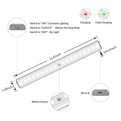 LEPOTEC LEPOTEC Wireless Rechargeable Motion Sensor Cabinet Lights 18-LED