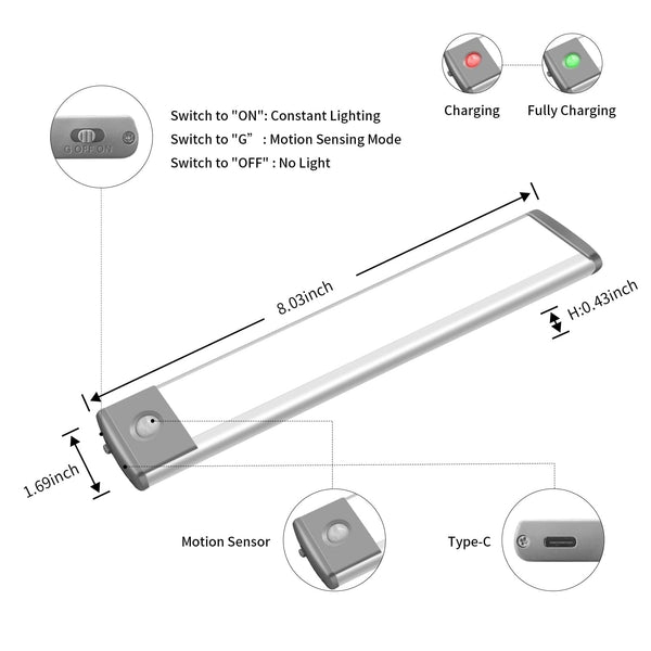 LEPOTEC 30 LED Under Cabinet Light Rechargeable - installation view