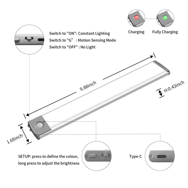 LEPOTEC 45 LED Motion Sensor RGB Color Changing Light Rechargeable - installation view