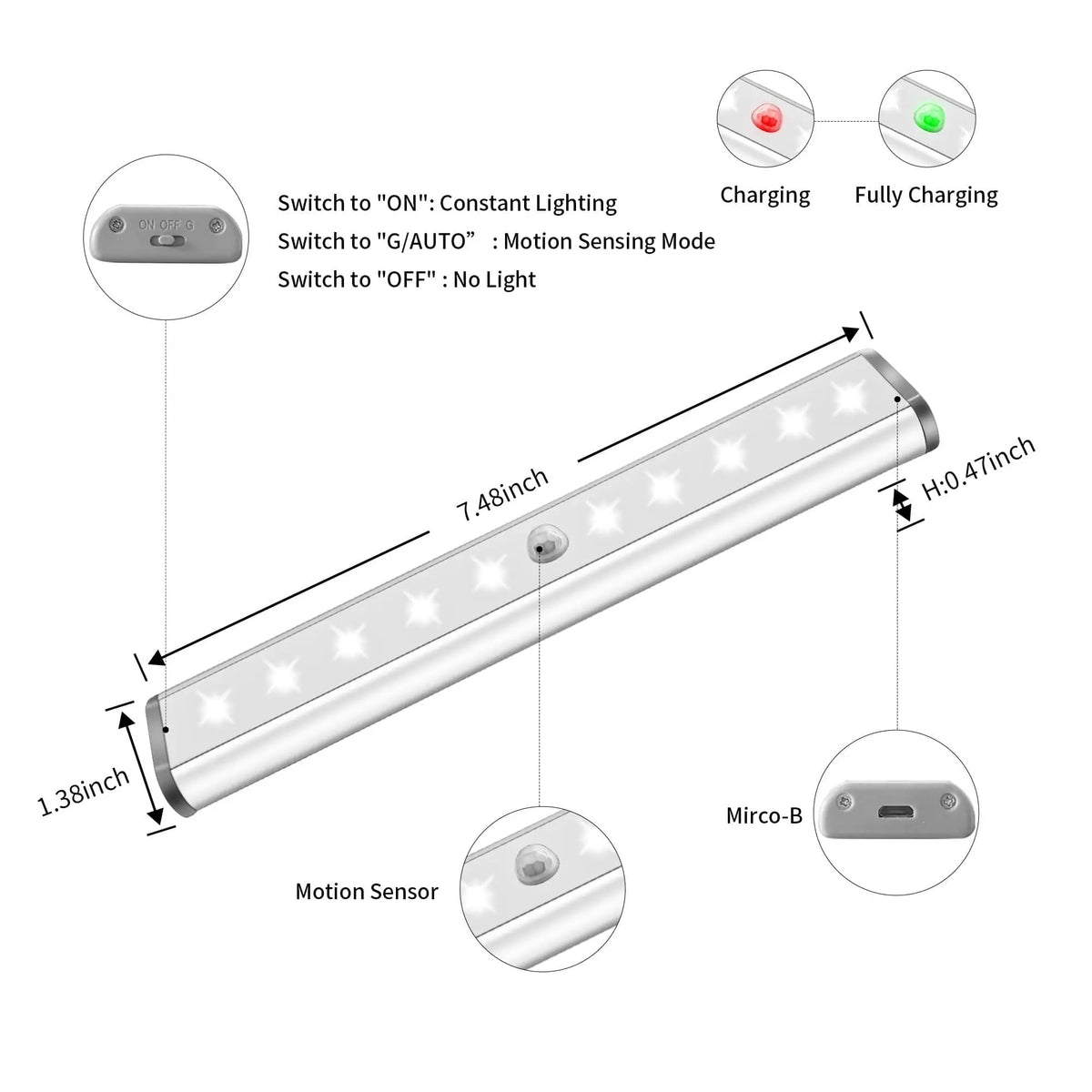 LEPOTEC 10 LED Motion Sensor Under Cabinet Light - installation view