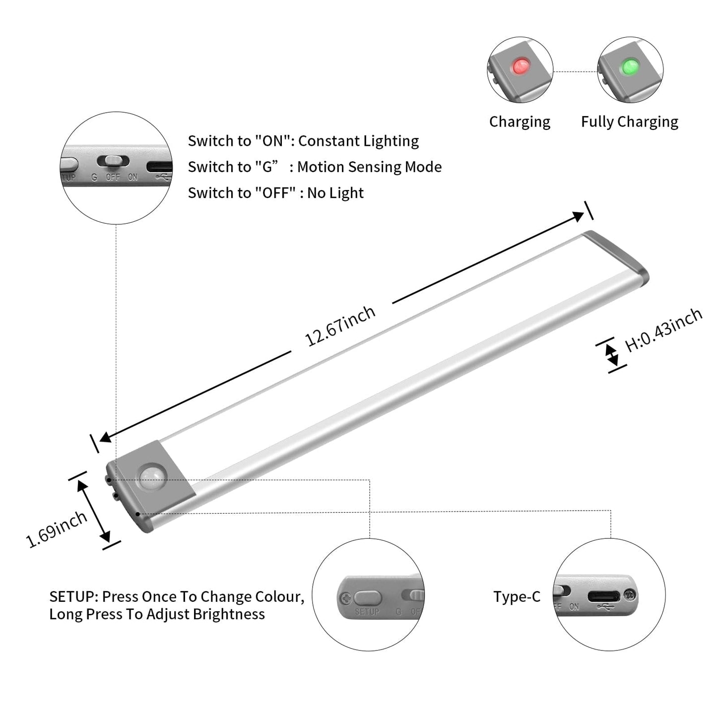 Wireless Rechargeable Motion Sensor Cabinet Lights