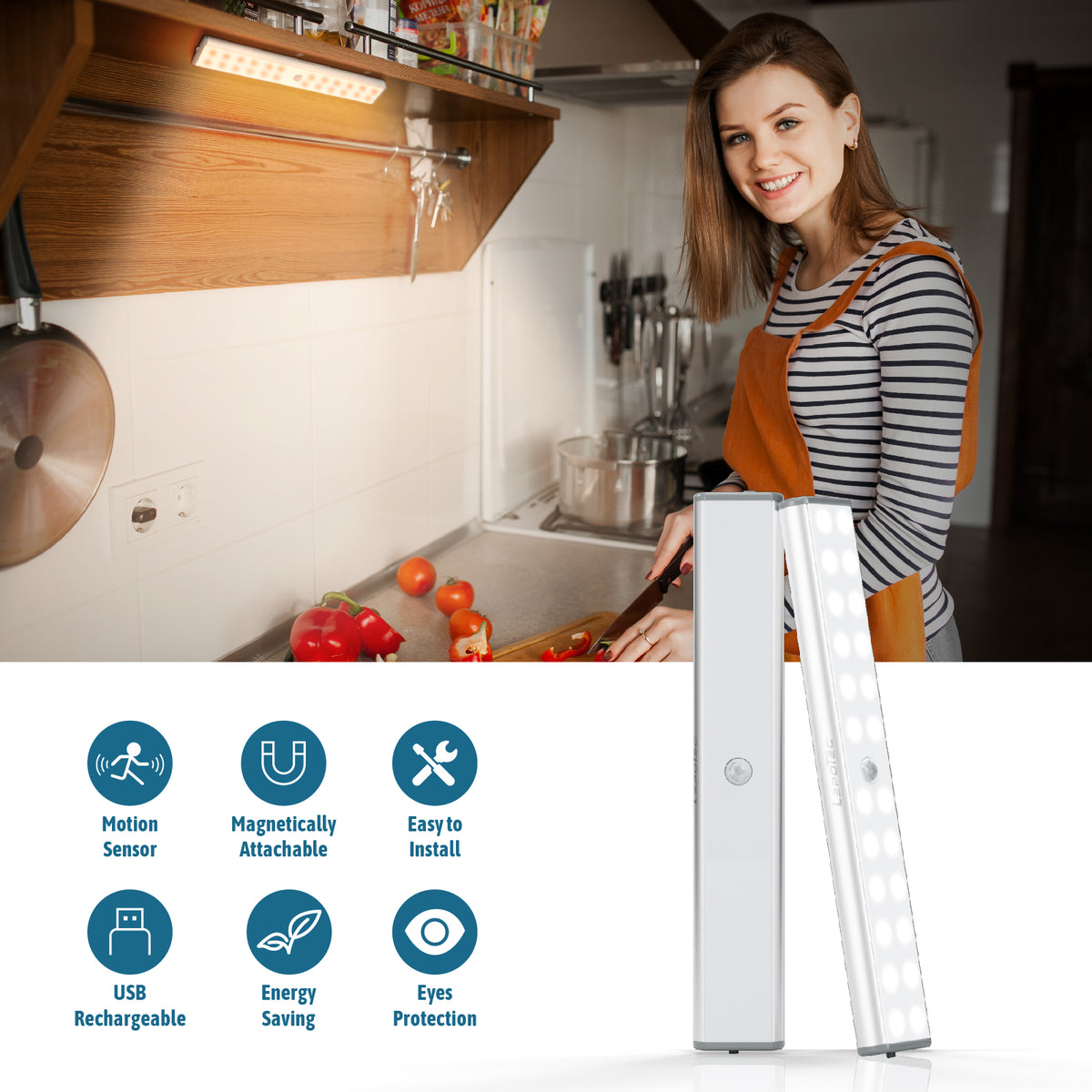 LEPOTEC 24 LED Motion Sensor Under Cabinet Light - main product image
